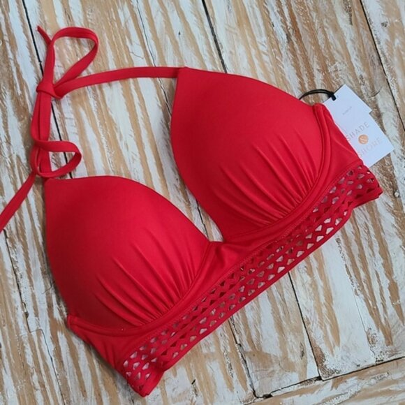 Nwt Shade & Shore push-up halter bikini top 34D - Picture 1 of 3
